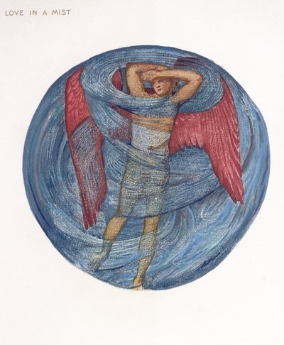 The Flower Book: I. Love in a Mist, 1905 (litho med gouache på papir) af Edward Burne Jones