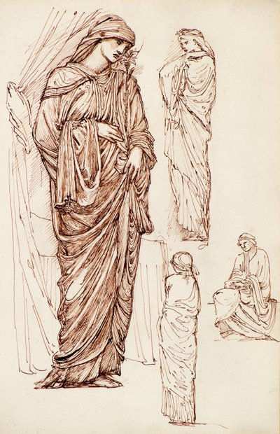 Jomfru Maria og St. Elizabeth, Klædte figurer af Edward Burne Jones