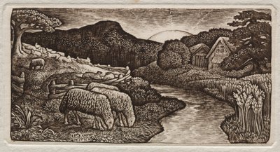 Fårene på hans græsgang, 1828. af Edward Calvert