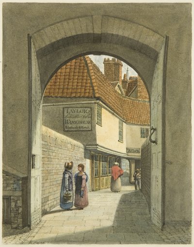 Bridewell Bridge and Gates (blyant og akvarel på papir) af Edward Cashin