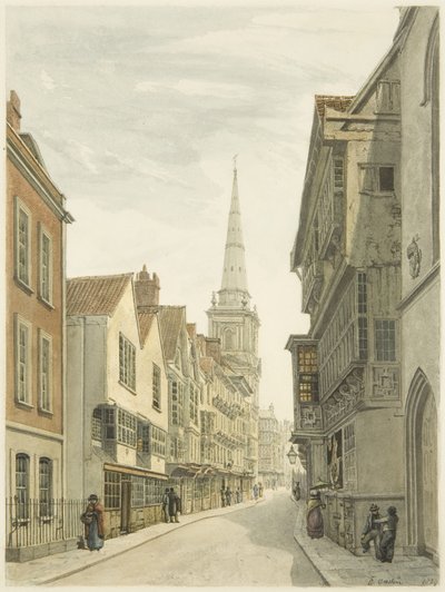 Broad Street (blyant og akvarel på papir) af Edward Cashin