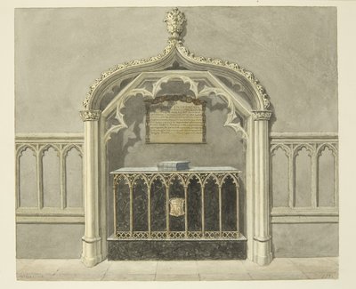 Monument til Mary Grosett i Bristol Cathedral (blyant og akvarel på papir) af Edward Cashin