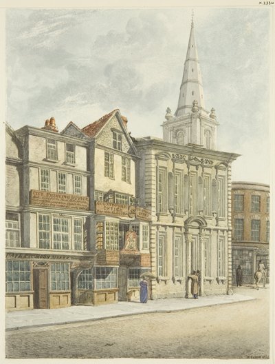 Old Council House, nedtaget 1824 (blyant og akvarel på papir) af Edward Cashin