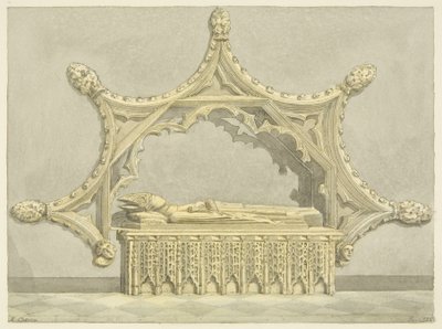 Abbed Knowles grav i Bristol Cathedral (blyant og akvarel på papir) af Edward Cashin