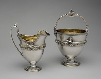 Flødekande og sukkerkurv, ca. 1865-1869 (sølv og forgyldt sølv) af Edward Chandler Moore