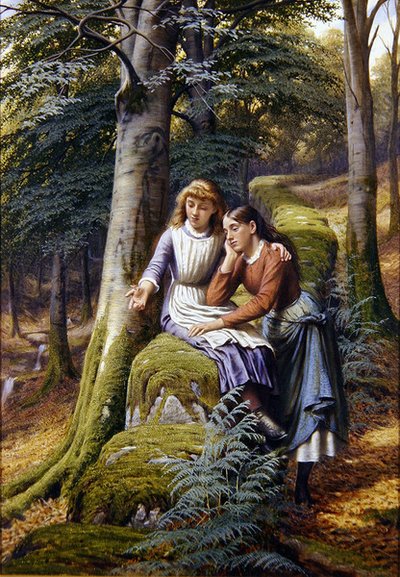 To piger i et landskab af Edward Charles Barnes