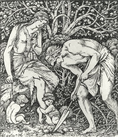 Adam og Eva (Labour: When Adam Delved and Eve Span, Who Was Then the Gentleman?) af Edward Coley (after) Burne Jones