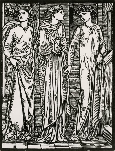 Søstrenes første besøg af Edward Coley (after) Burne Jones