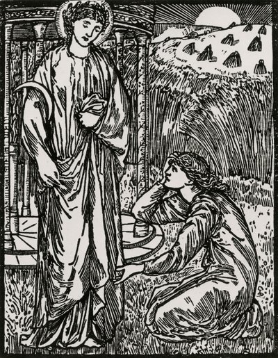 Psyche og Ceres af Edward Coley (after) Burne Jones