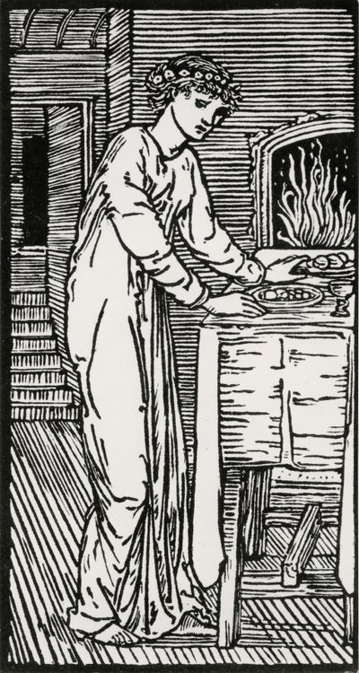 Psyke ved bordet af Edward Coley (after) Burne Jones