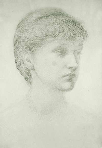 Portræt af Madeleine Wyndham (grøn kridt på papir) af Edward Coley Burne Jones