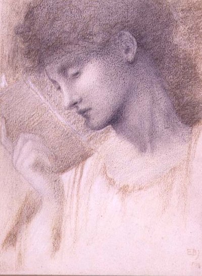 Studie af et hoved (kridt på papir) af Edward Coley Burne Jones