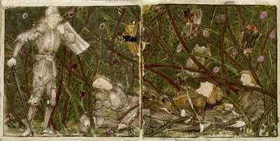 Et sæt af seksten fliser arrangeret parvis som otte illustrationer af eventyret om "Briar Rose", 1862 - 1865 (keramik) af Edward Burne Jones