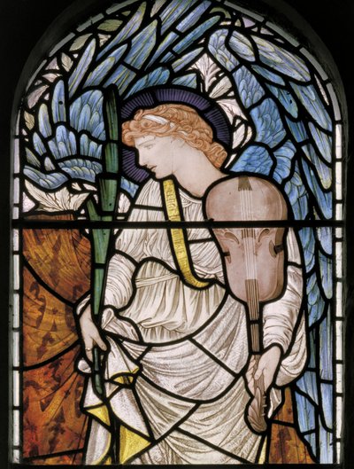 Engel med palme og violin, 1877 (farvet glas) af Edward Burne Jones