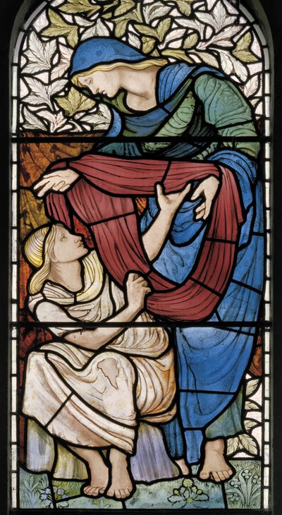 Clothing The Naked, 1877 (farvet glas) af Edward Burne Jones