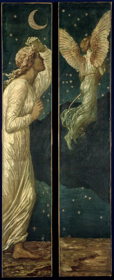 Amor og Psyche - Palace Green Murals - Amor flyver væk fra Psyche, 1881 af Edward Burne Jones