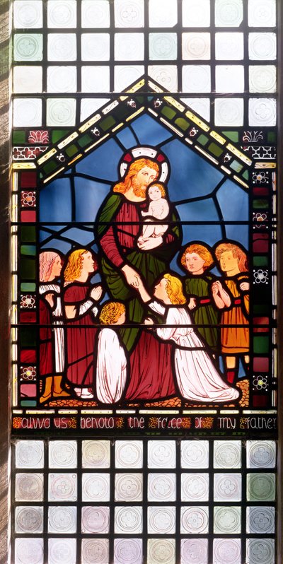 Detalje af Kristus velsigner børnene, 1861 farvede glasdetalje af 150156 af Edward Burne Jones