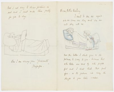 Brev til kunstnerens barnebarn Angela Thirkell (blyant på papir) af Edward Burne Jones