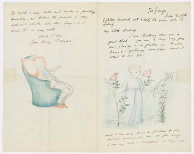Brev til kunstnerens barnebarn Angela Thirkell (blyant på papir) af Edward Burne Jones