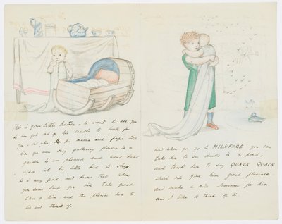Brev til kunstnerens barnebarn Angela Thirkell (blyant på papir) af Edward Burne Jones