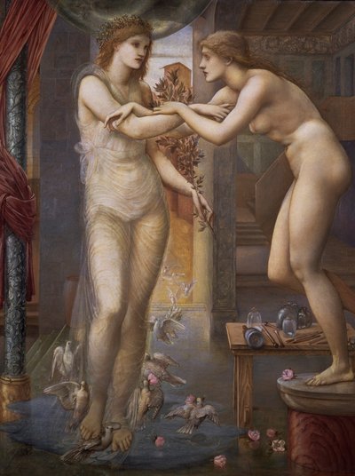 Pygmalion og billedet: Guddommens brande, 1868-78 af Edward Burne Jones