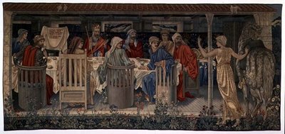 Quest for the Holy Grail Tapestries, Panel 1, Knights of the Round Table Indkaldt til Quest by the Strange Damsel, 1898-1899 af Edward Burne Jones