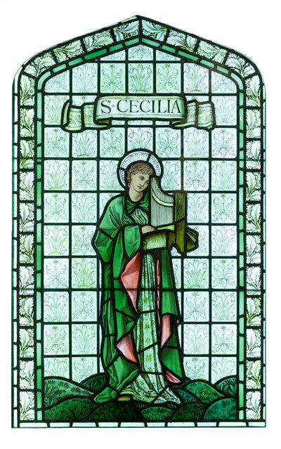 St Cecilia, ca. 1897, Edward Burne Jones (farvet, malet og blyindfattet glas) af Edward Coley Burne Jones