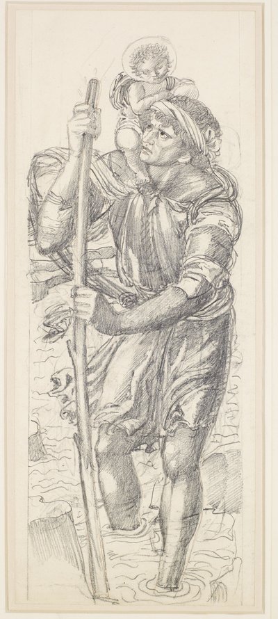 Sankt Kristoffer og Kristusbarnet af Edward Coley Burne Jones