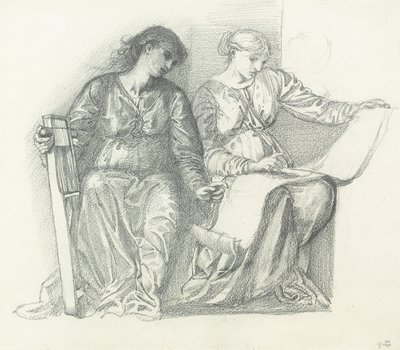 Studie til "Musik", c.1865 af Edward Burne Jones