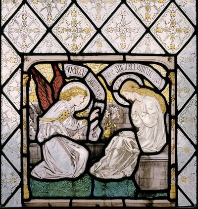 Bebudelsen, detalje fra østvinduet, 1865 (farvet glas) af Edward Burne Jones