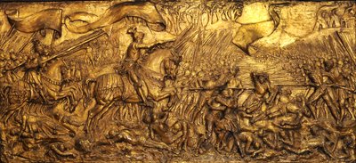 Slaget ved Flodden Field, 1881-82 (forgyldt gesso) af Edward Burne Jones