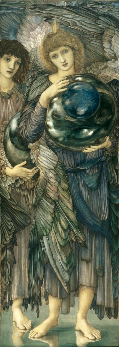 The Days of Creation: The Second Day, 1870-76 (wc, gouache, shell guld og platin maling på linned dækket panel) af Edward Burne Jones