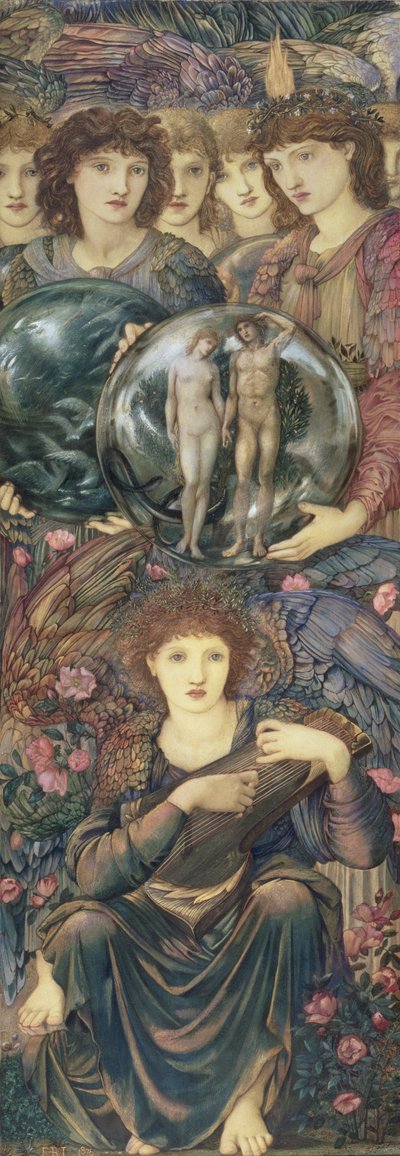 The Days of Creation: The Sixth Day, 1870-76 (wc, gouache, shell guld og platin maling på linned dækket panel) af Edward Burne Jones