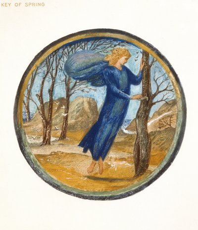 Blomsterbogen: XI. Key of Spring, 1905 (litho med gouache på papir) af Edward Burne Jones
