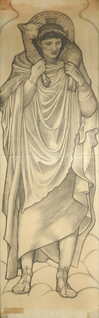 Den gode hyrde, 1880 (kridt på papir) af Edward Burne Jones