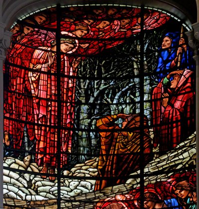 Fødselen og bebudelsen til hyrderne, 1885-1897 (farvet glas) af Edward Burne Jones
