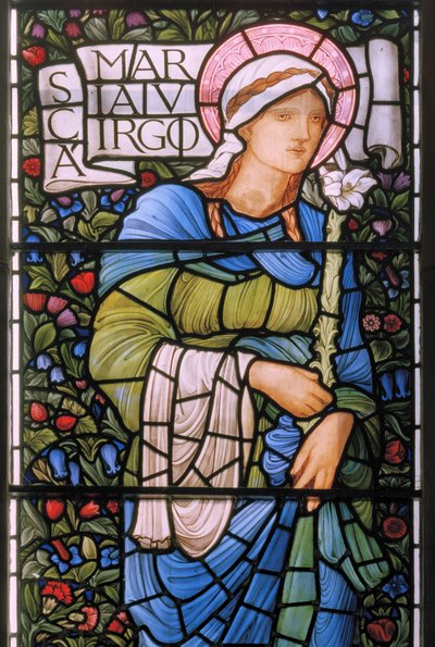 Jomfru Maria, østvindue, 1880 (glasmaleri) af Edward Burne Jones