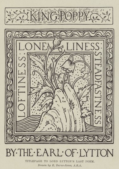 Titelblad til Lord Lyttons sidste digt af Edward Burne Jones