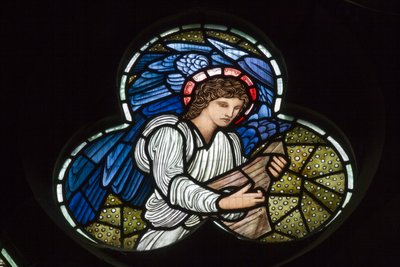 Wilden, All Saints, Morris & Co., Edward Burne-Jones, John Henry Dearle (1859-1932), Angels with Dulcimer, Angel Musicians, 1902-1914, Louisa, Alfred, The Baldwins, Premierminister, Methodist, Worceste af Edward Coley and Dearle Burne Jones