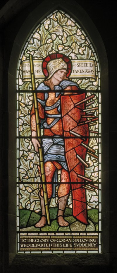Wilden, All Saints, Morris & Co., Edward Burne-Jones, John Henry Dearle (1859-1932), Fortitude, 1902-1914, Louisa, Alfred, The Baldwins, premierminister, Methodist, Worcestershire, Arts & Crafts, Rudya af Edward Coley and Dearle Burne Jones