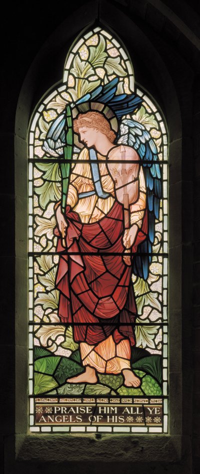 Wilden, All Saints, Morris & Co., Edward Burne-Jones, John Henry Dearle (1859-1932), Tyhe Minstrel Angel, 1902-1914, Louisa, Alfred, The Baldwins, premierminister, metodist, Worcestershire, Arts & Cra af Edward Coley and Dearle Burne Jones