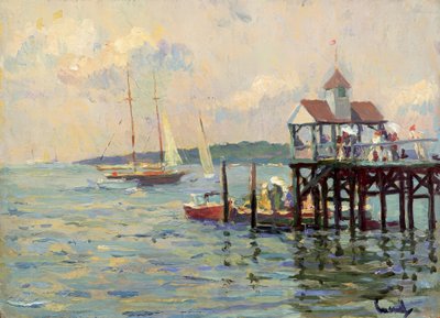 Anløbsbro på søen af Edward Cucuel