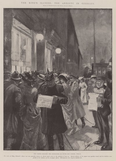 Kongens sygdom, angsten i Tyskland (litografi) af Edward Cucuel