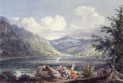 Haweswater, Westmoreland, ca. 1795 (wc over grafit på vævet papir) af Edward Dayes