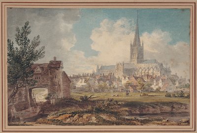 Norwich Cathedral fra sydøst (blyant, blæk og akvarel på papir) af Edward Dayes