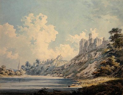 Warkworth Castle (akvarel på papir) af Edward Dayes