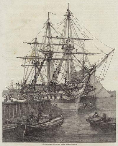 HM Screw Line-of-Battle Ship Caesar, 90, i Portsmouth af Edward Duncan