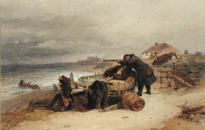 The Look Out, ca. 1850 (akvarel på papir) af Edward Duncan