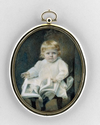 Portræt af en dreng, ca. 1900 (akvarel på elfenben af Edward Elias Kaufer