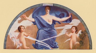 Kalliope, muse for episk poesi og veltalenhed (farvelitografi) af Edward Emerson Simmons